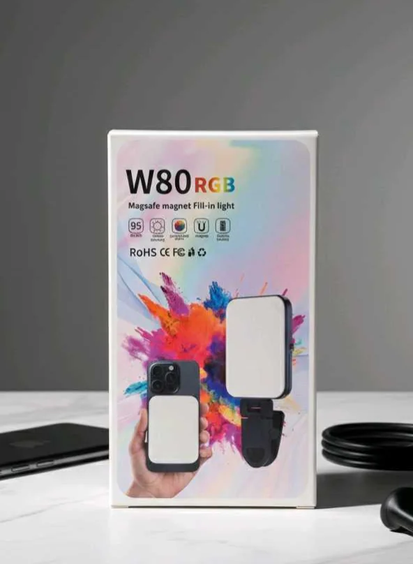 مصباح إضاءة محمول (W80 RGB) مخصص للتصوير عبر الهواتف الذكية