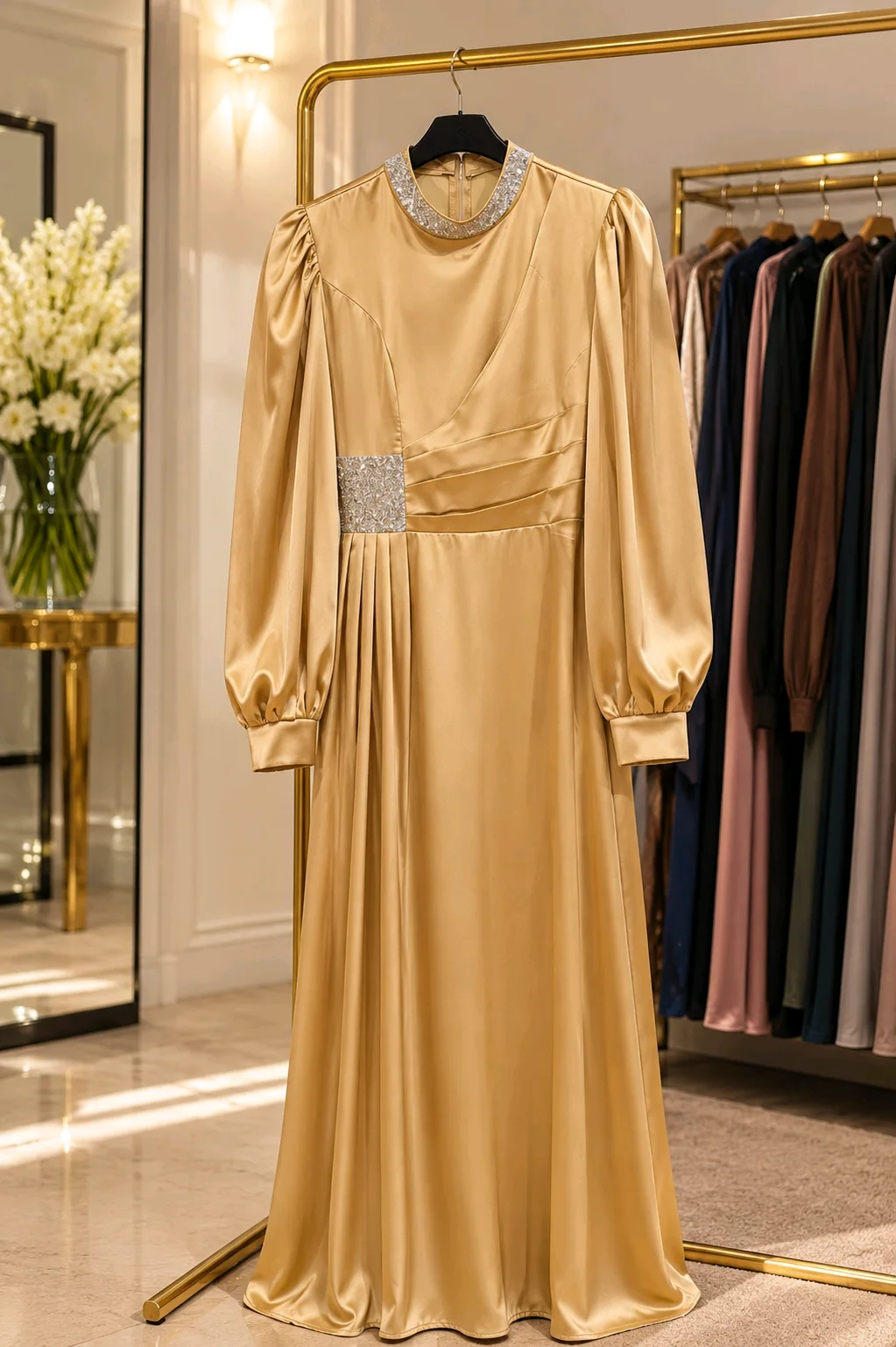 فستان سهرة طويل ساتان 6