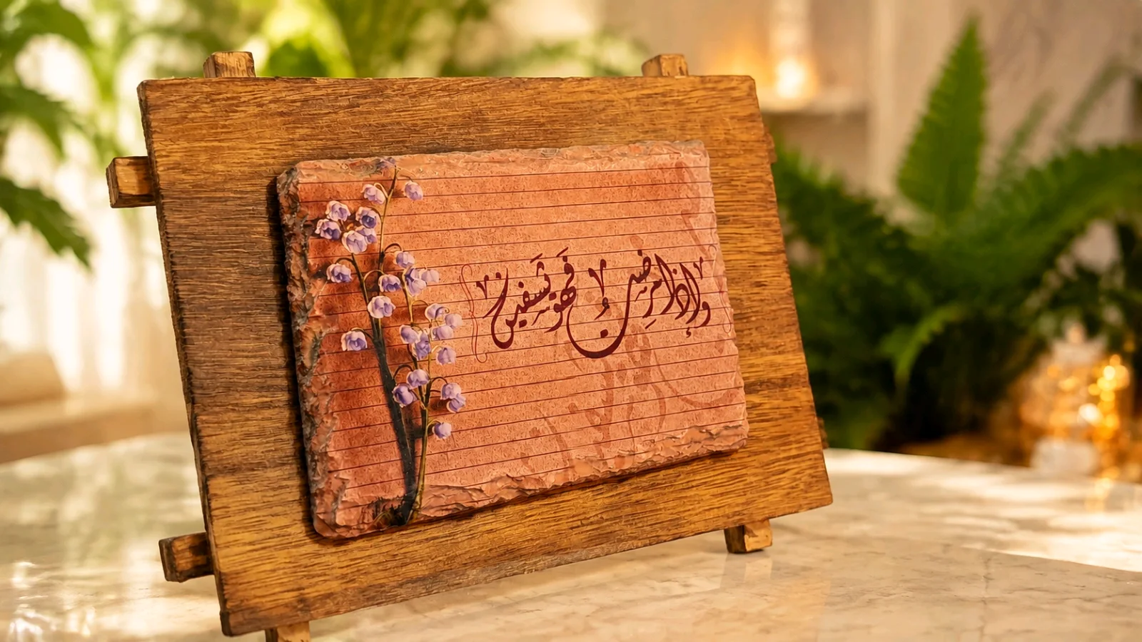 ستاند لوحة إسلامية حجرية مكتبية 
