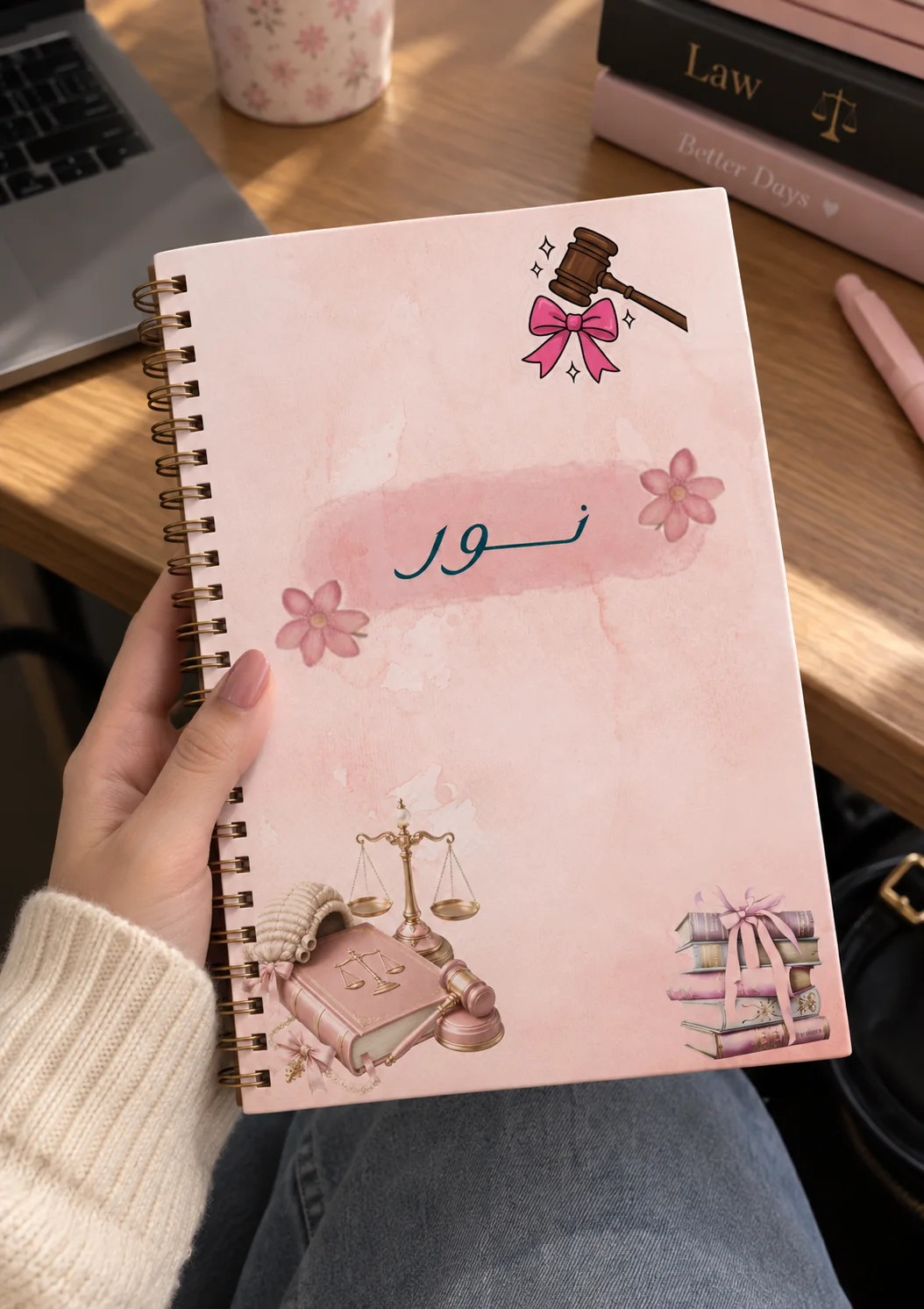دفتر A5 زهري مع طباعة