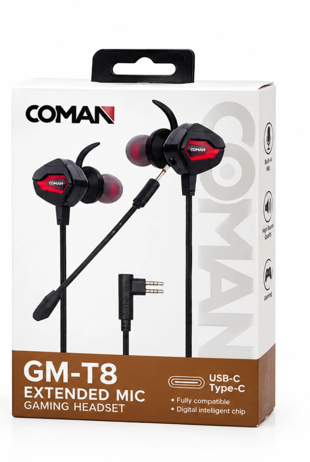 سماعة COMAN GM-T8 Extended Mic Gaming Headset.