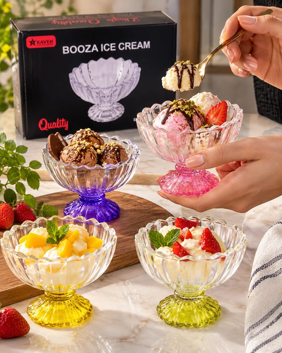 طقم صحون بوظة بلور