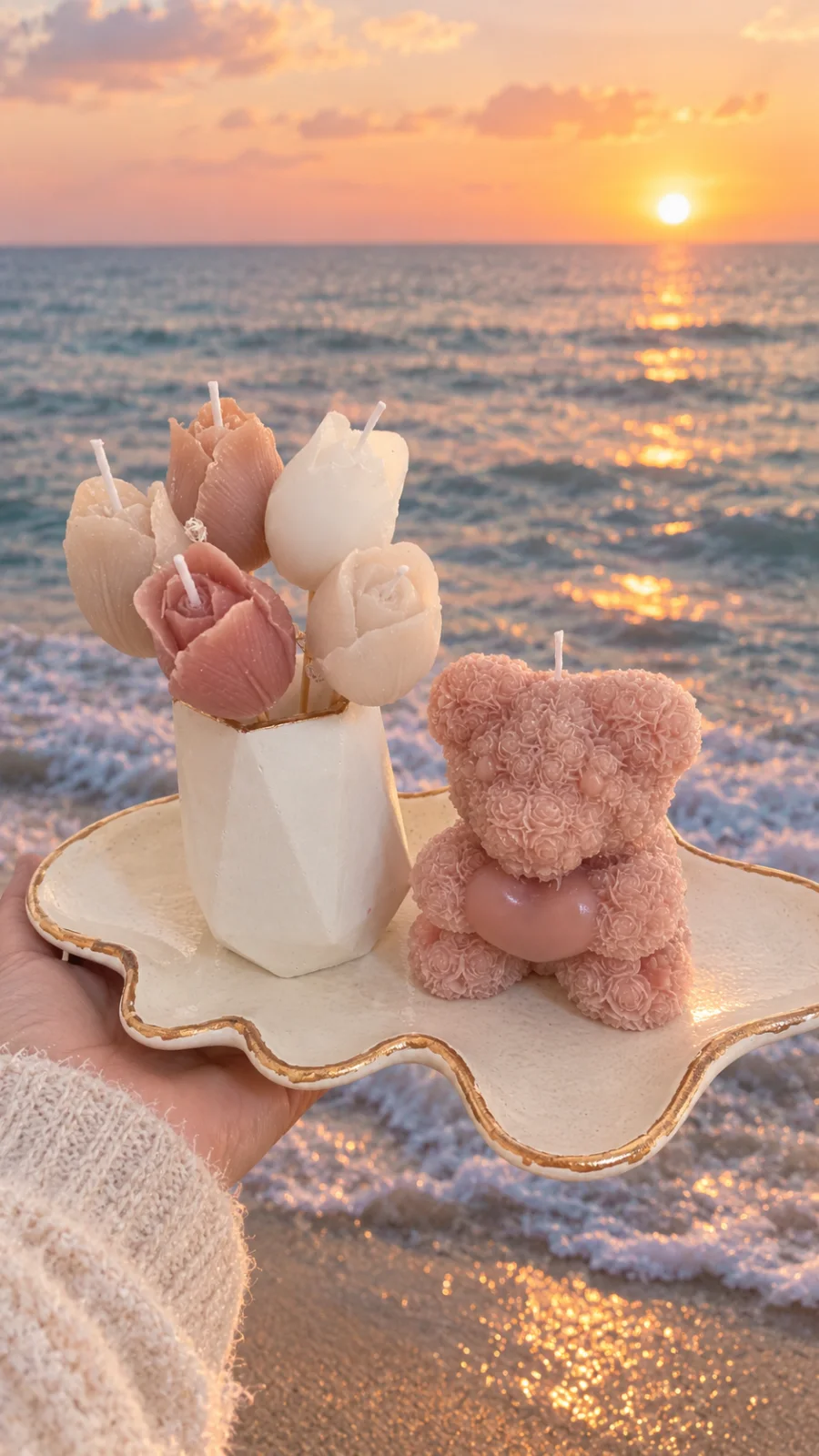 شمعة مع كوستر و شمعة التوليب 2