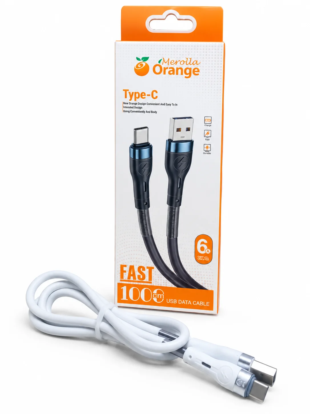كابل شحن ونقل بيانات من شركة Merolla Orange.