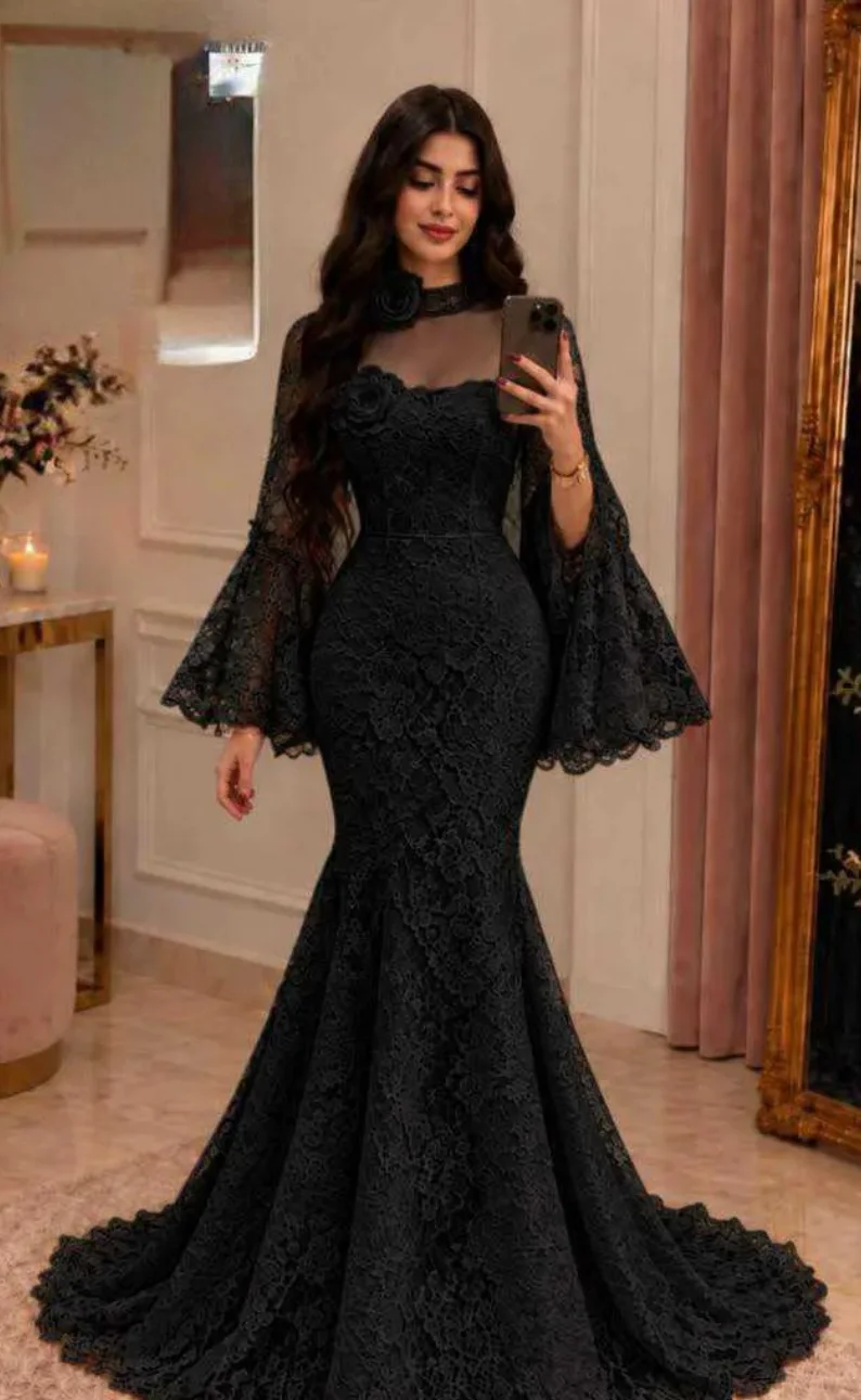 فستان سهرة دانتيل طويل 4