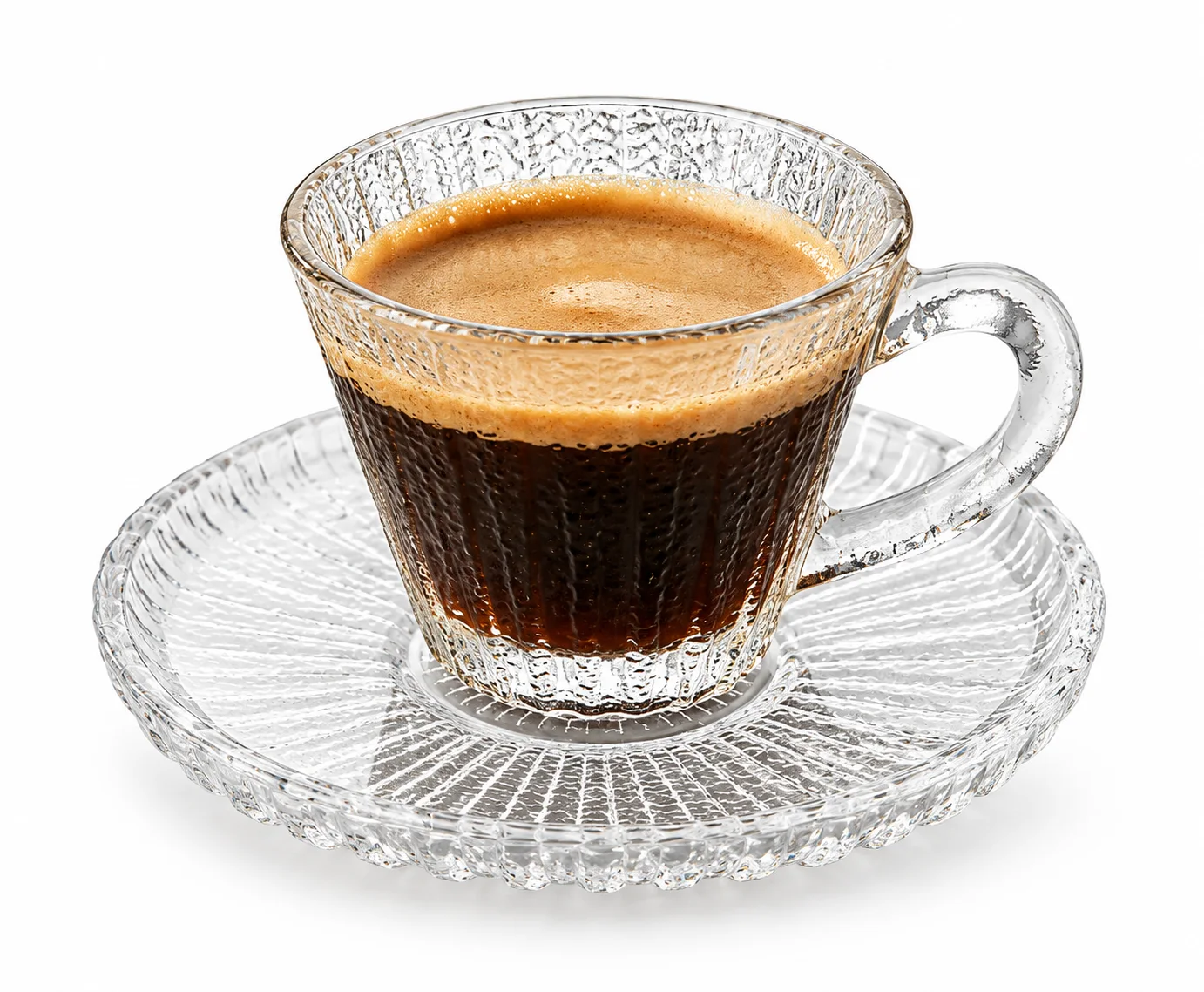 تعبئة-T1002/L12-فنجان قهوة زجاج مع صحن MR-587